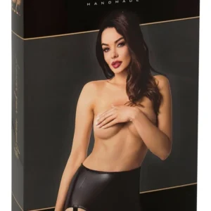 Noir Handmade Orgia Powerwetlook Mini Skirt with Lace Suspender, L