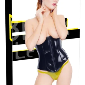 Black Level Vinyl Corset XL with Open Cups and Back Lacing, Black