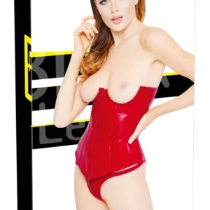 Black Level Vinyl Corset Red M - Shaping Design with Polished Finish