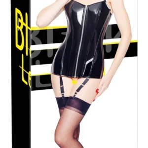 Black Level Vinyl Corsage Extra Long XL Adjustable Full Cups Black