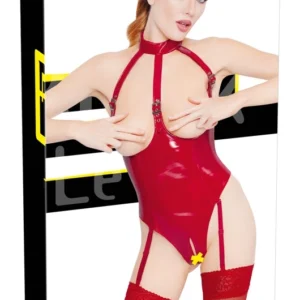 Black Level Vinyl Open Cup Body Red XS - Adjustable Straps & Collar