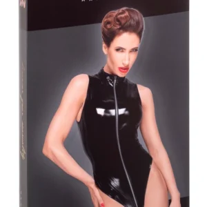 Noir Handmade Vinyl Bodysuit M Black - Front 2-Way Zipper