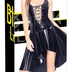Black Level Halterneck Vinyl Dress M - Shiny Black, Laced Front