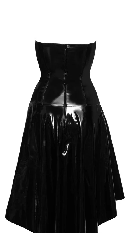 Black Level Halterneck Vinyl Dress L - Shiny Black, Flared Skirt