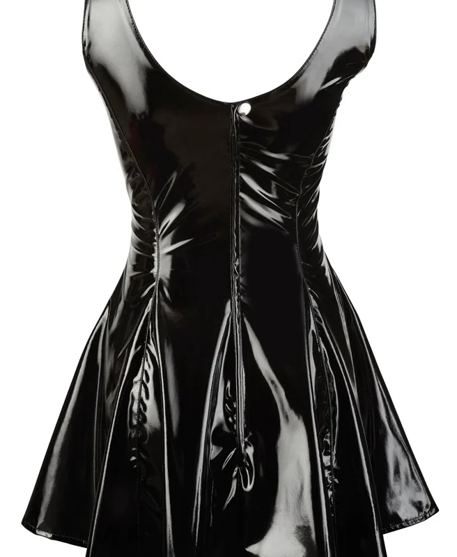 Black Level Vinyl Dress Black M - Shiny Sleeveless Fitted Design