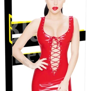 Black Level Vinyl Dress Red M - Shiny Sleeveless Fitted Design