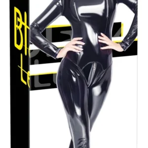 Black Level Vinyl Jumpsuit Black M - Full Body Suit with Dual Zippers