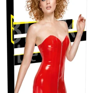 Black Level Mini Dress Red S - Shiny Vinyl Tube Design, Strapless Fit