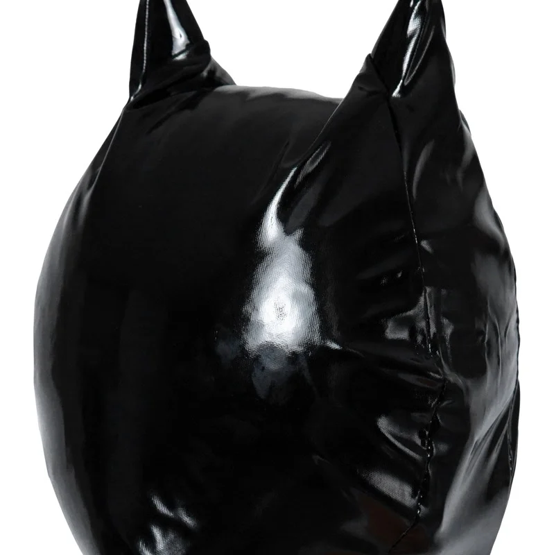 Black Level Vinyl Cat Mask S-L - Shiny Black Cat-Inspired Headwear