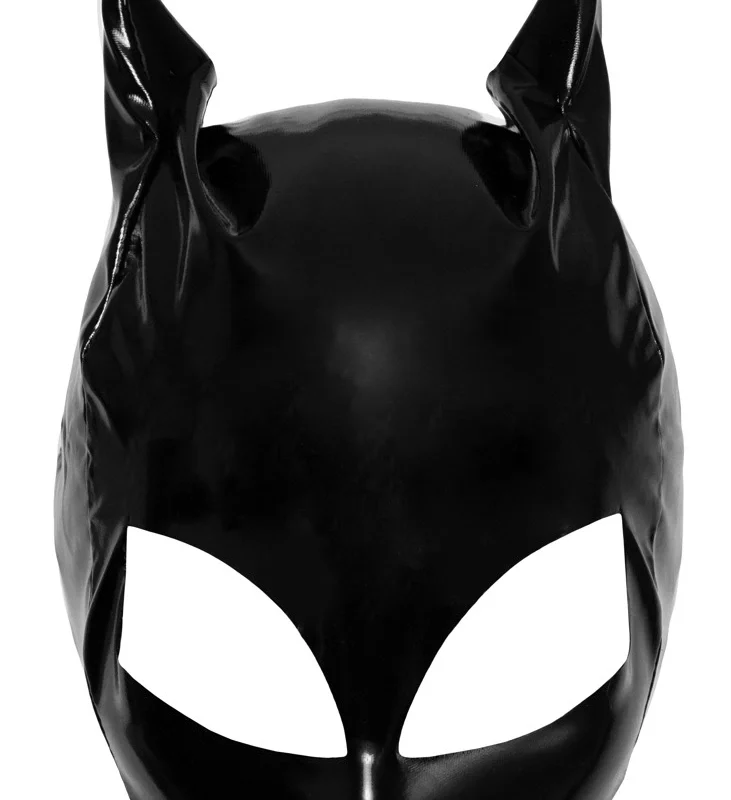 Black Level Vinyl Cat Mask S-L - Shiny Black Cat-Inspired Headwear