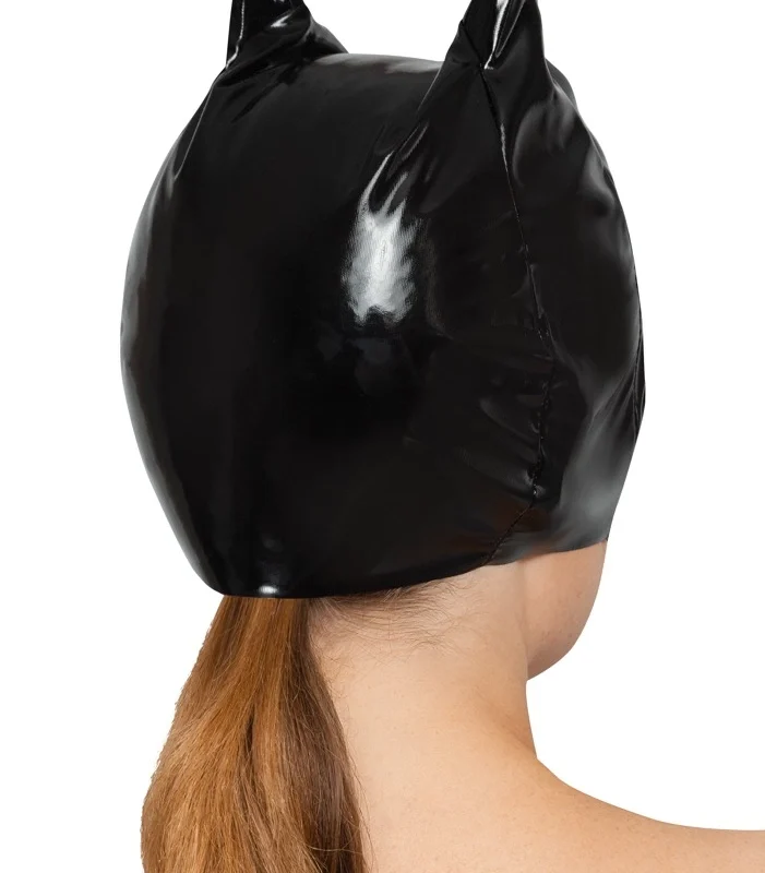 Black Level Vinyl Cat Mask S-L - Shiny Black Cat-Inspired Headwear