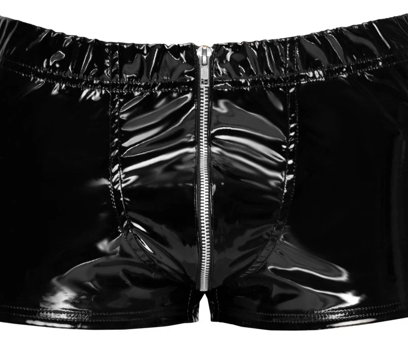 Black Level Vinyl M. Pants RV S - Shiny Black, Metal Zip, Size S