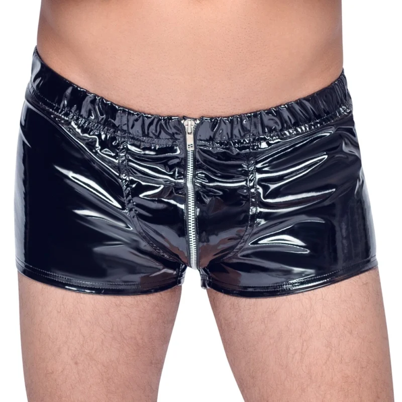 Black Level Vinyl M. Pants RV S - Shiny Black, Metal Zip, Size S