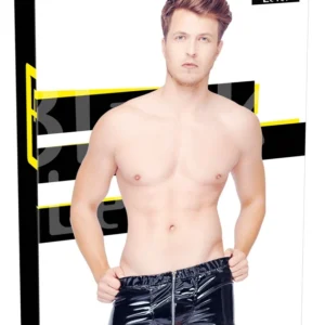 Black Level Vinyl M. Pants RV - Shiny Black, Metal Front Zip, Size M