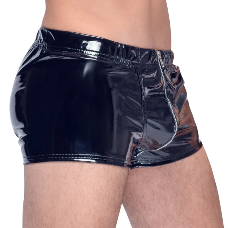 Black Level Vinyl Pants RV L - Shiny Black with Front Zip, Size L