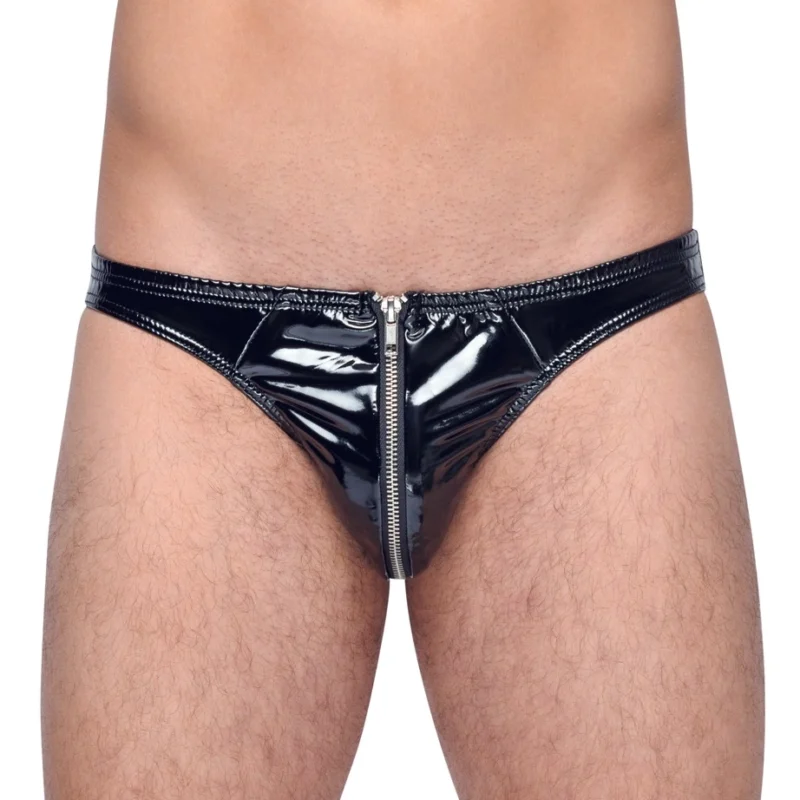 Black Level Vinyl Briefs XL - Shiny 4-Way Stretch Black Underwear