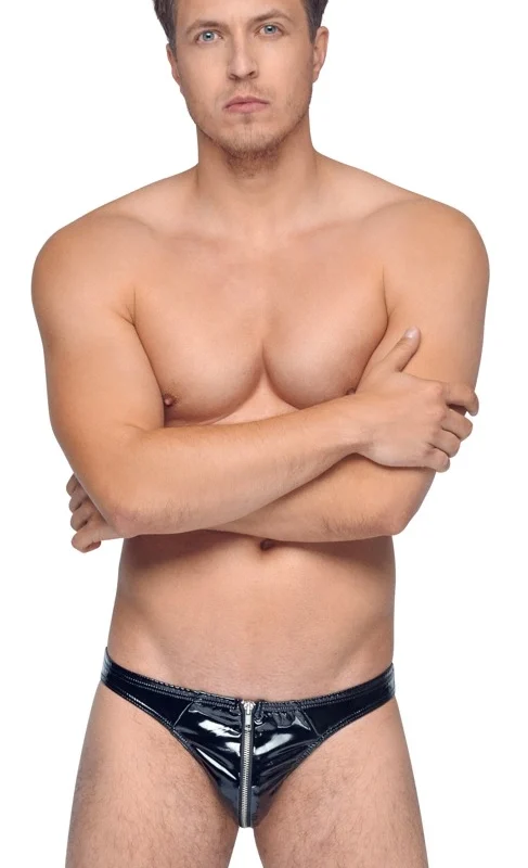 Black Level Vinyl Briefs XL - Shiny 4-Way Stretch Black Underwear