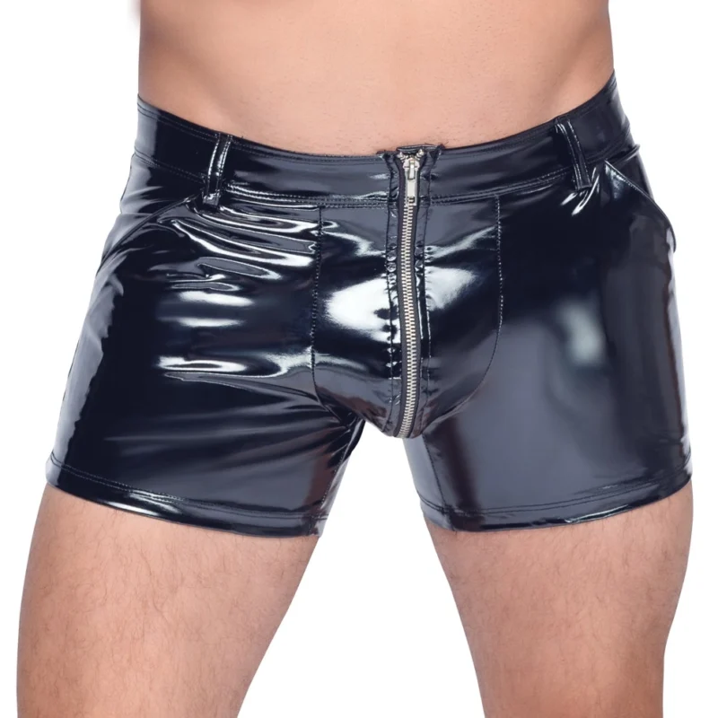 Black Level Vinyl Pants RV 2XL - Shiny Stretch Trousers with Zipper