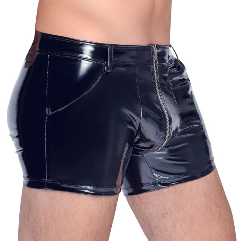 Black Level Vinyl Pants RV 2XL - Shiny Stretch Trousers with Zipper