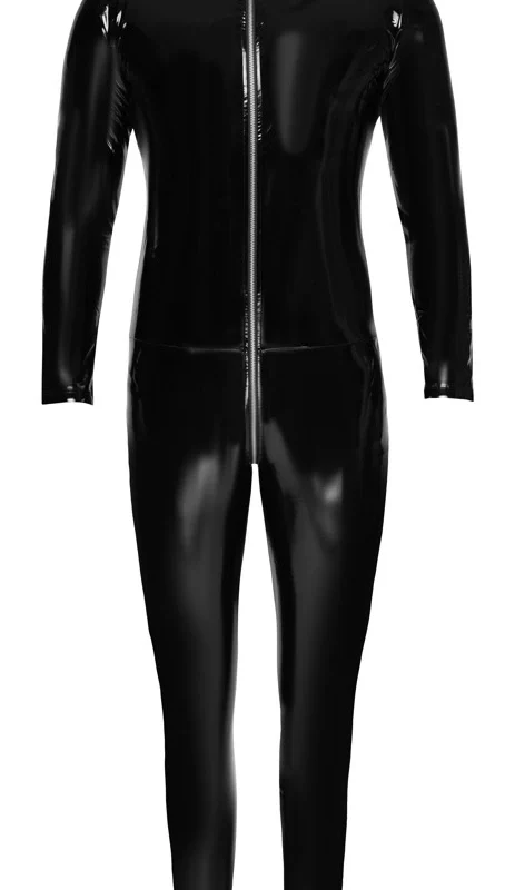 Black Level Vinyl Catsuit S - Shiny 4-Way Stretch Jumpsuit, Black