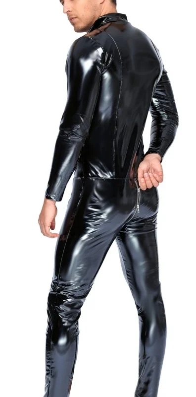 Black Level Vinyl Catsuit S - Shiny 4-Way Stretch Jumpsuit, Black