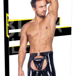 Black Level Vinyl Chaps L - Shiny Black, Open Design, Stretch Fit