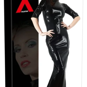 LateX Full-Body Black Latex Dress XL Reversible Zip Design