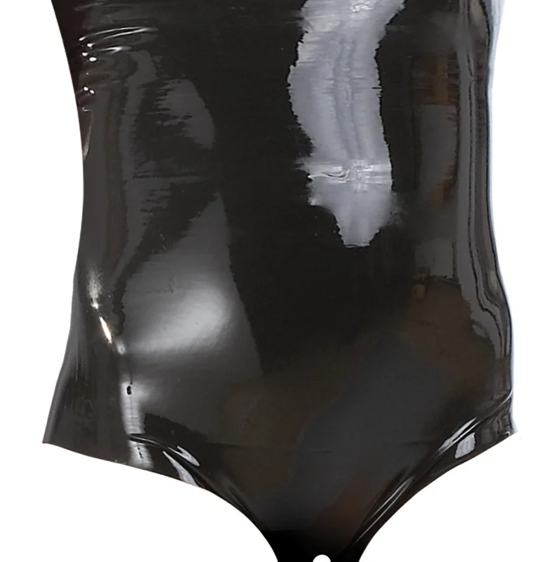 LateX Waist-High Briefs S Black - Flat Dipped Latex, Open Design