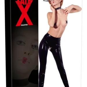 LateX Latex Leggings S Flat Dipped with Open Crotch Black
