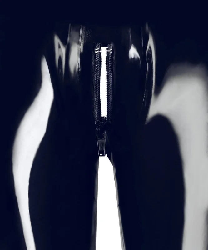 LateX Classic Black Latex Leggings XL with 3-Way Zipper