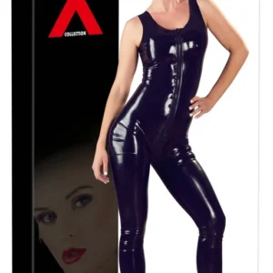 LateX Black Latex Catsuit 2XL - Flexible 3-Way Zipper Bodysuit