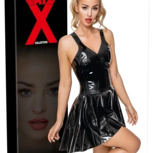 LateX Mini Dress Black M - Classic Flared Rubber Look, Size M