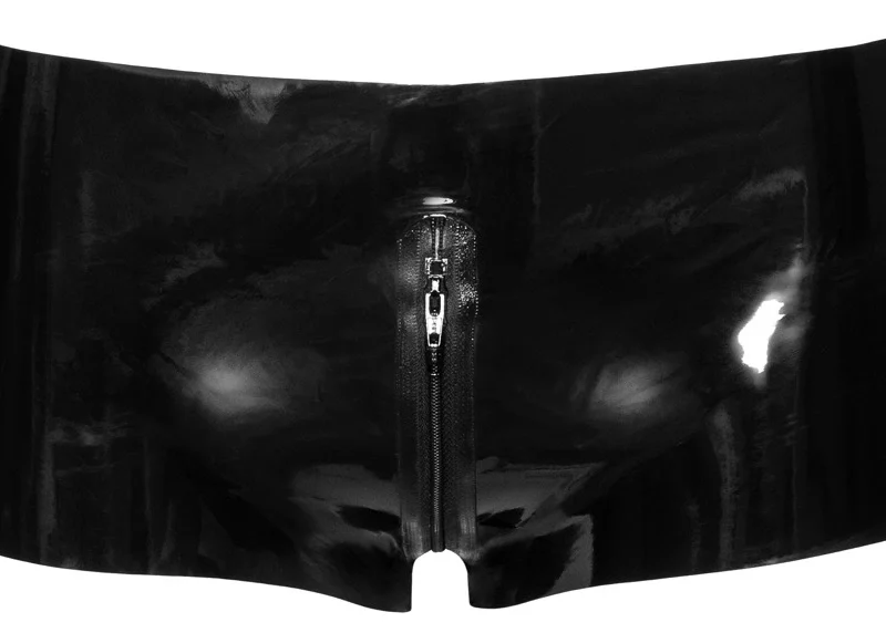 LateX Pants XL with Full-Length Front-to-Back Zipper - Black 0.35mm