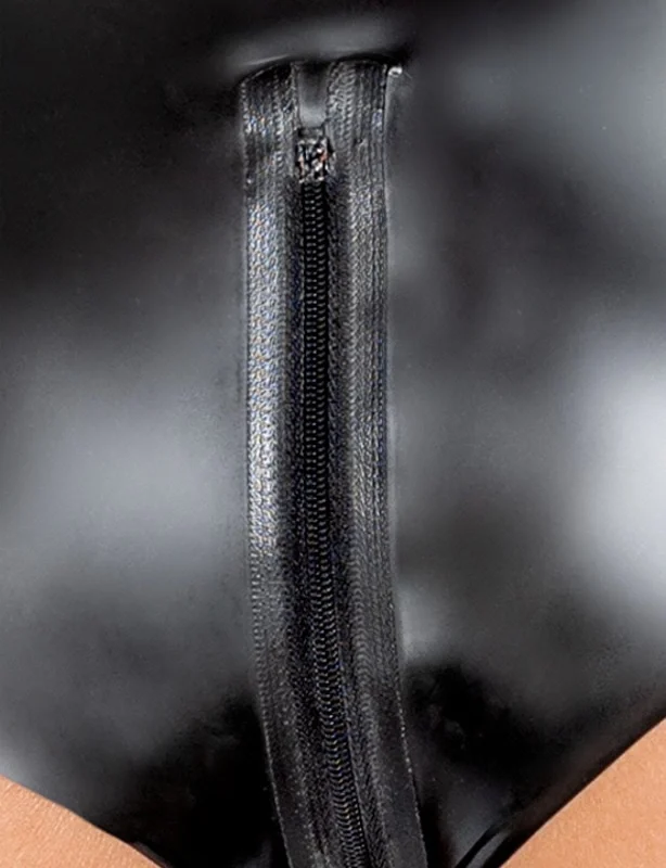 LateX Pants XL with Full-Length Front-to-Back Zipper - Black 0.35mm