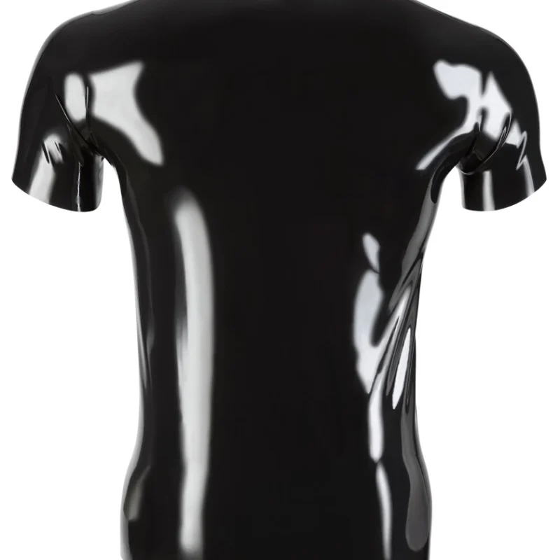 LateX Collection Unisex Latex Shirt 2XL Black, Short Sleeve Classic Fit