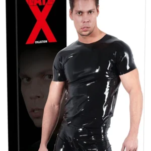 LateX Collection Unisex Latex Shirt 2XL Black, Short Sleeve Classic Fit