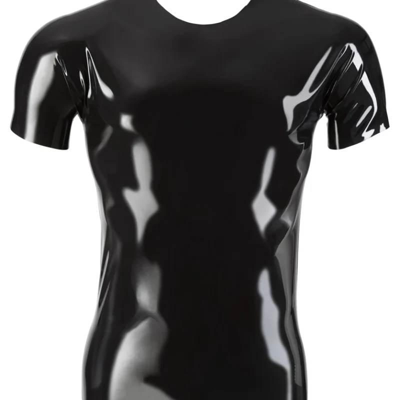 LateX Collection Unisex Latex Shirt 2XL Black, Short Sleeve Classic Fit