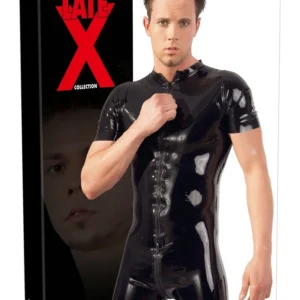 LateX Men's Latex Full Body Playsuit XL - Three-Way Zipper, Black