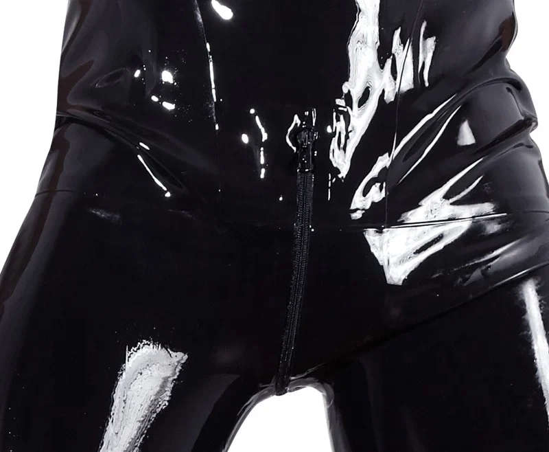LateX Men's Latex Jumpsuit XL with Full-Length Front Zipper Black