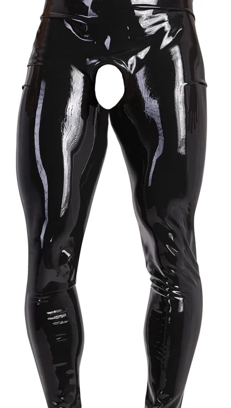 LateX Men's Latex Leggings L with Anatomical Front Opening, Black