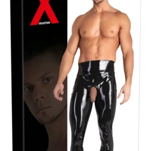LateX Latex Men's Leggings XL with Anatomical Front Opening Black