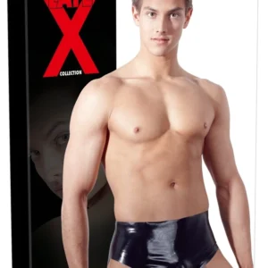 LateX Men's Latex Briefs XL with Inflatable Internal Plug, Black