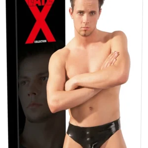 LateX Men's Briefs Black M/L with Integrated System and Sleeve