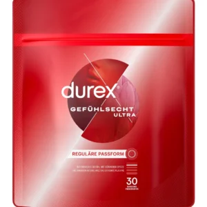 Durex Gefuhlsecht Ultra 30 pcs - Ultra-Thin Latex Condoms, Size 52 mm