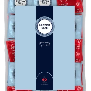 Mister Size 60mm Ultra Thin Latex Condoms 100-Pack Vegan Transparent