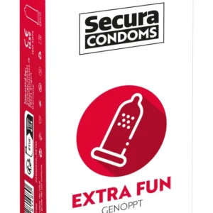 Secura Extra Fun Ribbed Condoms 12 pcs Silicone-Coated Vegan 52mm