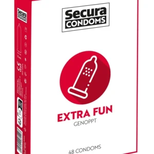 Secura Extra Fun 48pcs Textured Vegan Condoms, Ribbed, 52mm