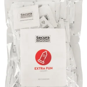 Secura Extra Fun 100pcs - Textured Vegan Condoms, Ribbed Surface, 52mm