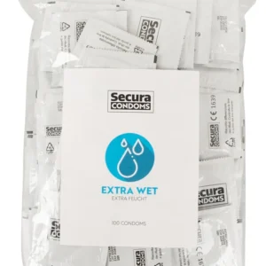 Secura Extra Wet 100pcs Silicone-Coated Transparent Condoms Vegan