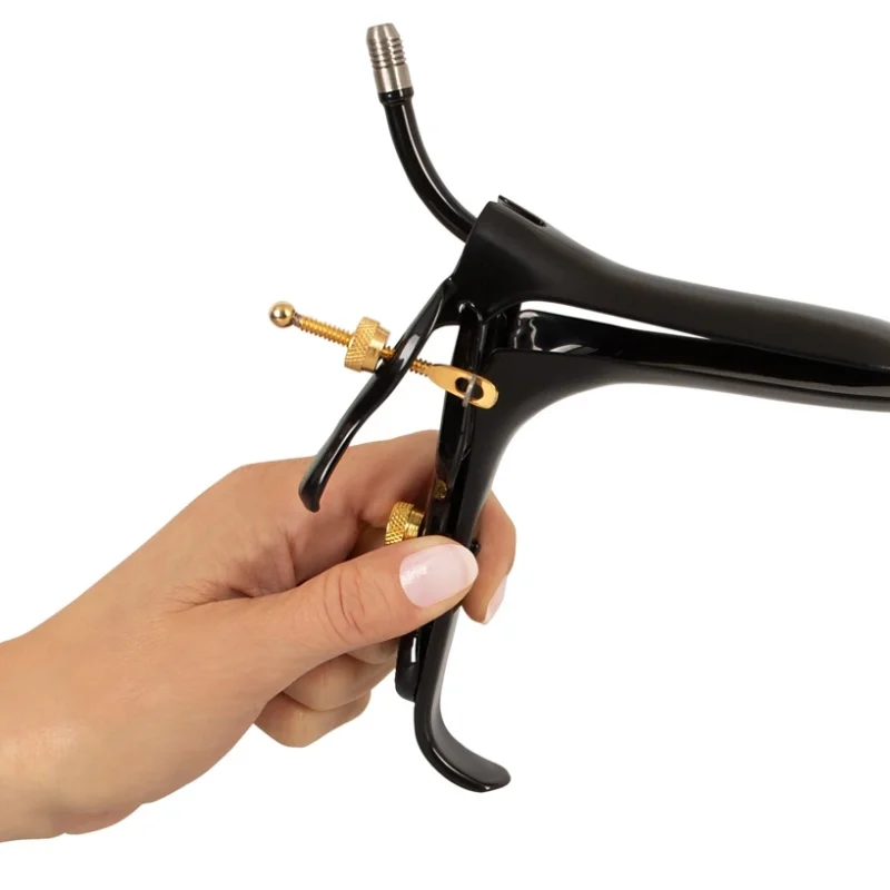 Fetish Collection Speculum Air & Liquid Tube Black-Gold 15cm Steel